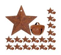 iplusmile Juego de 48 Campanas Rústicas Vintage de Metal Oxidado 24 Estrellas de 4 CM y 24 Campanas Cruz de 2 CM Decoración para Árbol de Navidad Manualidades y Hogar
