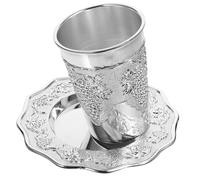 iplusmile Juego de Copa de Kidush de Aleación de Zinc Color Plata con Platillo para Celebración de Shabbos y Pésaj Símbolo de Tradición Judía