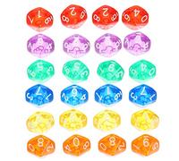 iplusmile Juego De Dados Poliédricos Transparentes De 10 Caras del 0 Al 9 para Aula y Juegos De Mesa, 24 Piezas Multicolor, Números Grandes Fáciles De Leer, Accesorio Educativo Entretenimiento