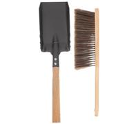 iplusmile Juego de Limpieza para Chimenea Cepillo y Pala de Hierro Mango de Madera Accesorios Prácticos para Limpieza del Hogar Pala para Cenizas y Escoba Manual Compacto y Fácil de