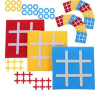 iplusmile Juego de Mesa Tres Raya para 15 Piezas de Fieltro Resistente Rojo Amarillo y Azul Tablero Mini Portátil Educativo para Fiestas y Viajes