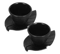 iplusmile Juego de Taza de Té Platillo de Hierro Fundido Tradicional Chino 2 Piezas Taza Fu Gui Posavasos Hoja para Hogar y Salón de Té Platillo Decorativas y Resistentes