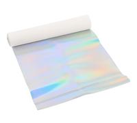 iplusmile Lámina de Poliuretano Holográfica Superficie Espejo y Fondo de Tela de Cuero Sintético Plata, Fácil de Cortar Brillo para Bricolaje y Manualidades