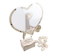 iplusmile Libro de Visitas del Corazón, Libro de Visitas de Boda de Madera, Corazón, Fácil de Llevar, No se Vuelca, para Fiestas de Cumpleaños y San Valentín