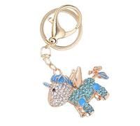 iplusmile Llavero de Unicornio con Gemas de Imitación de Aleación Azul, Resistente a Rayaduras y Decorativo para Bolso y Llaves en Uso Diario y Cumpleaños