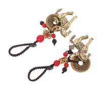 iplusmile Llaveros de Latón Chinos 2 Piezas Colgantes de Monedas Suerte y Caballo, Amuletos Decorativos para Año Lunar, Accesorios para Bolso y Símbolo de Prosperidad