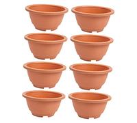 iplusmile Macetas para Plantas de Vivero y Suculentas para Jardín y Balcón, Set de 8 Piezas Grandes de Plástico Duradero Color Terracota Agujeros de Drenaje para Exteriores E Interiores