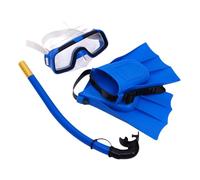 iplusmile Máscara de Buceo para Niños Azul, Kit de Snorkel Gafas Subacuáticas, Aletas de Silicona Ajustables y Tubo, Equipo de Buceo Infantil para Actividades al Aire Libre y Vacaciones Familiares