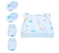 iplusmile Mitones, Gorro y Calcetines de Algodón para Ñiño Recién Nacido 3 Piezas Azul Diseño de Jirafa Ajuste Elástico para y Niñas en Primera Puesta