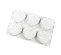 iplusmile Molde de Silicona para Hornear en Forma de Rosa y Corazón Molde Reutilizable de Silicona para 6 Mini Tartas Chocolate y Cubitos de Hielo Apto para Horno Adecuado para