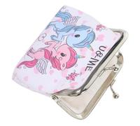 iplusmile Monedero Pequeño De Unicornio Portátil, Bolso Decorativo para Niña, PVC Estampado, Bolso Ligero para Viaje y Uso Diario, Color Blanco Letras, Accesorios Prácticos