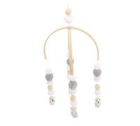iplusmile Móvil De Ñiño Para Cuna Osito De Peluche Gris, Carillón De Viento De Madera, Bolas De Lana, Decoración Para Guardería y Habitación Infantil, Soporte Liviano y Resistente, Adecuado Para Niñas