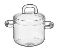 iplusmile Olla de Vidrio con Tapa Hermética de 350ml para Cocinar al Aire Libre, Diseño Transparente Resistente al Calor Adecuado para Guisos y Sopas Varios estilos
