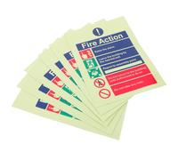 iplusmile Pegatinas Adhesivas de Vinilo Fluorescente 15X20 CM 6 Unidades Señal de Actuación Caso de Incendio Resistentes Intemperie para Hospitales Hoteles y Zonas Industriales