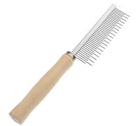 iplusmile Peine de Aseo para Perros y Gatos de Acero Inoxidable con Mango de Madera Combinado de Dientes Altos y Bajos para Desenredar y Cuidado Diario