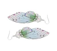 iplusmile Pendientes Creativos Largos de Imitación de Alas de Cigarra para Mujer, Diseño Único de Plástico, Fáciles de Llevar y Difíciles de Caer, para Bodas y Fiestas