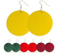 iplusmile Pendientes de Madera Colgantes Redondos 4 Pares Multicolor Gancho Acero Inoxidable Mujer Niña Estilo Bohemio Ligero para Uso Diario y Obsequio Romántico