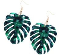 iplusmile Pendientes de Monstera Verdes de Aleación Diseño Hoja Tropical Ligeros y Cómodos Accesorios de Verano para Mujer Joyas de Playa y Regalos de Plantas Par Único