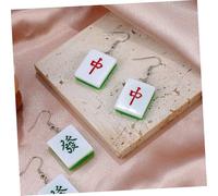 iplusmile Pendientes Mahjong Originales para Mujer Gotas Colgantes de Resina Duradera Diseño Creativo y Divertido Accesorios de Moda para Uso Diario y Fiestas