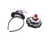 iplusmile Pinzas Cabello de Cumpleaños para Niñas, 2 Piezas Diadema y Clip de Encaje Diseño de Pastel de Cereza, Accesorio Festivo para Fiesta Infantil y Decoración de Cabello