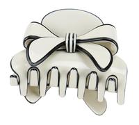 iplusmile Pinzas Cabello Forma de Garra y Lazo Grandes, Color Crema, Antideslizantes, para Cabello Fino y Grueso, 1 Unidad, Accesorio de Belleza para Maquillaje y Rutina Diaria