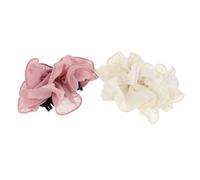 iplusmile Pinzas Pelo de Gasa Diseño Floral Francés, 2 Piezas Grandes Antideslizantes en Rosa y, Accesorios para Cabello Grueso, Ideales para Bodas, Fiestas y Damas de Honor