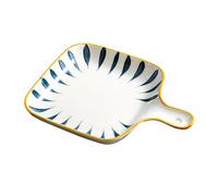 iplusmile Plato Cerámico Versátil para Horno y Microondas Resistente y Ligero para Aperitivos y Postres Diseño Nórdico con Acabado Madera Uso Doméstico y Profesional