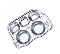 iplusmile Plato Dividido Inoxidable para Plato Infantil con Diseño de Vehículos para Comidas Casa No para Microondas Reutilizable