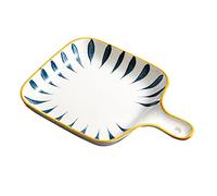 iplusmile Plato para Horno Cerámico Profesional Resistente al Microondas Diseño Nórdico de Madera Multifuncional para Cenas Postres y Aperitivos Fácil de Limpiar y Almacenar