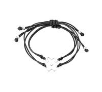 iplusmile Pulsera Tejida a Mano De Pareja Elegante, Acero Inoxidable y Cuerda Encerada, Ajustable Unisex, Negra, Para Decoración y Obsequio Romántico, 2 Piezas
