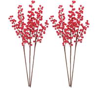iplusmile Rama Decorativa de Bayas Artificiales Rojas 6 Piezas Tallos Simulación de Bayas para Decoración Navideña Bodas y Fiestas Adornos Festivos para Centro de Mesa