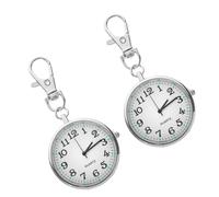 iplusmile Reloj De Bolsillo para Enfermera Redondo Portátil con Clip De Acero Inoxidable Blanco, Llavero Manos Libres, Adecuado para Médicos y Estudiantes Exámenes Hospitalarios, Pack 2 Unidades