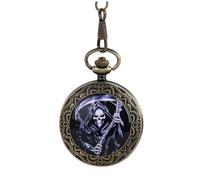 iplusmile Reloj de Bolsillo Vintage de Bronce Cadena Larga Movimiento Mecánico sin Pilas Esfera Números Romanos Diseño Retro Clásico Adecuado para Obsequio y Uso Diario