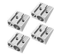 iplusmile Sacapuntas Manual de Doble Orificio de Aleación de Aluminio 4 Unidades Portátil para Lápices de Colores Lápices Estándar y Gruesos Adecuado para Viaje y Escritorio