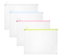 iplusmile Sobres de Plástico Pp 4 Unidades, Resistentes y Transparentes Tamaño A4 Gran Capacidad para Documentos para Oficina y Hogar