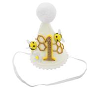 iplusmile Sombrero de Cumpleaños para Ñiño de 1 Año, Gorro Cónico de Abeja Ultraligero, Fieltro Suave Amarillo Banda Elástica, Adecuado para Fiesta de Primer Cumpleaños y Niña