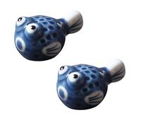 iplusmile Soporte para Palillos Chinos de cerámica 2 Piezas Estilo japonés diseño de pez Globo Azul para Mesa del hogar Decorativo y exquisitamente Crafted