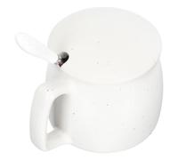 iplusmile Taza de Cerámica de 350ml con Asa y Tapa Estilo Retro para Restaurante y Cafetería, Taza Práctica y Bonita para Leche y Té