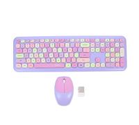 iplusmile Teclado y Ratón Inalámbricos USB para Oficina y Estudio, Conjunto Sin Batería, Compacto y Funcional, Compatibilidad, Color Púrpura Multicolor