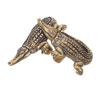 iplusmile Tiradores de Latón para Armario Forma de Cocodrilo, 2 Piezas, Acabado Envejecido, Mini Pomos Decorativos para Cajones y Muebles, Herrajes Retro para Cocina y Dormitorio