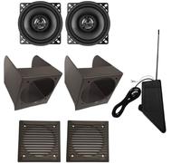 IPNOSIS Kit de 2 altavoces Spectron SP-RX24 para Fiat Panda 141 de 1986 a 2003, + 2 cajas delanteras + 2 rejillas color negro de 10 cm + antena AM/FM de montante