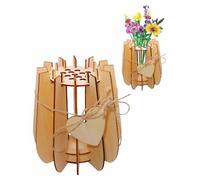 IPNSDON Jarrón de madera compatible con ramo de flores Lego, jarrón de rompecabezas de madera 3D para Lego Botanicals, narcisos, girasoles, rosas, flor de cerezo, tulipanes, loto (estilo 1)