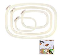ipobie 4 Tamaño Aro de Bordado de Plástico, Plástico Punto de Cruz Anillo Rectángulo Clip para Bricolaje Manualidades Práctico Herramienta - Blanco