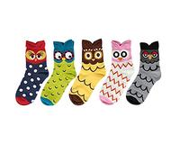 iPobie Calcetines de Mujer, Modelo de búho, 5 Pares Calcetines de Algodón para Mujeres, Calcetines de Divertidos Ocasionales
