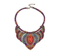 iPobie Collares Hecho a Mano Multicolor, Collar Babero étnico, Boho joyería declaración para Las Mujeres (Rojo)
