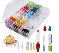 iPobie Hilos Punto de Cruz, Hilo de Bordar, Hilo de Pulsera, Kit de Hilos Cross Stitch Bordado, 30 Coser Agujas, 2 Enhebradores Aguja, Kit de Inicio Bordado para Costura Punto Cruz Costura DIY