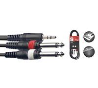 IPOD AUDIO CABLE (1 METRE) / 3.5MM JACK TO 2 X 6.3MM JACK
