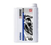 IPONE - Aceite de Motor para Moto 4 Tiempos 10W50 Katana - Envase de 2 litro - 100% sintético - Muy Alto Rendimiento - Cambios de Marcha Suaves y rápidos - Protección a Altas revoluciones del Motor