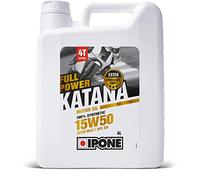 IPONE - Aceite Motor Moto 4 Tiempos 15W50 Full Power Katana - 100% Sintético con Esteres - Cambio de Marcha Más Suave - Bidón 4L