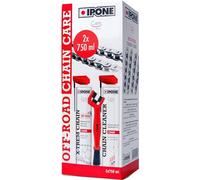 IPONE - Pack Mantenimiento Cadena Motocicleta Todoterreno - Todo-Road Chain Care - CHAIN CLEANER 750 ML + X-TREM CHAIN OFF-ROAD 750 ML + Cepillo de Cadena